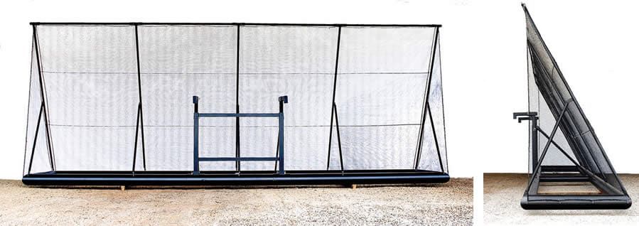 Dozer Blade/Bucket Lifting System with Litter Control Netting Panels